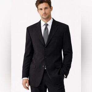 Vintage Hugo Boss 42L Navy Virgin Wool Blazer Made in USA Classic Sport Coa